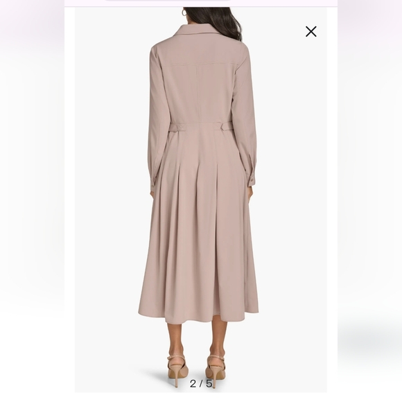 Calvin Klein Commuter Midi Shirt  Dress in Oyster - Picture 2 of 11